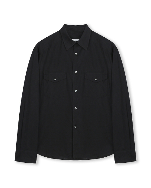 BISLOU x DEREK STRIPE OFFICER SHIRT BLACK