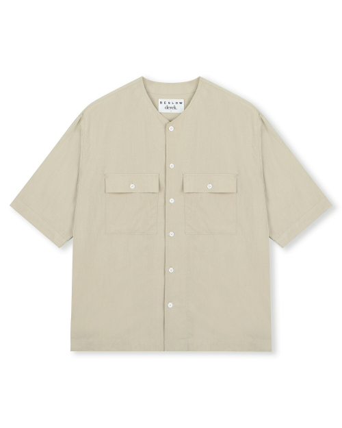 [BESLOW X DERRICK] CRINKLE COLLARLESS SHIRT ECRU