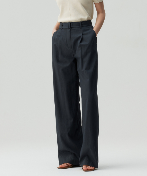 [W]One-Tuck широкий Belted Slacks
