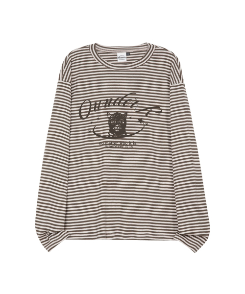 Оверсайз лонгслив STAR_CAT в полоску [Khaki Stripe]