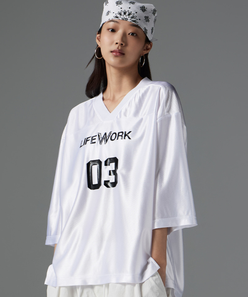 [라이프워크] 여성) 넘버링 블록코어 7부 티셔츠 LW251TL707 