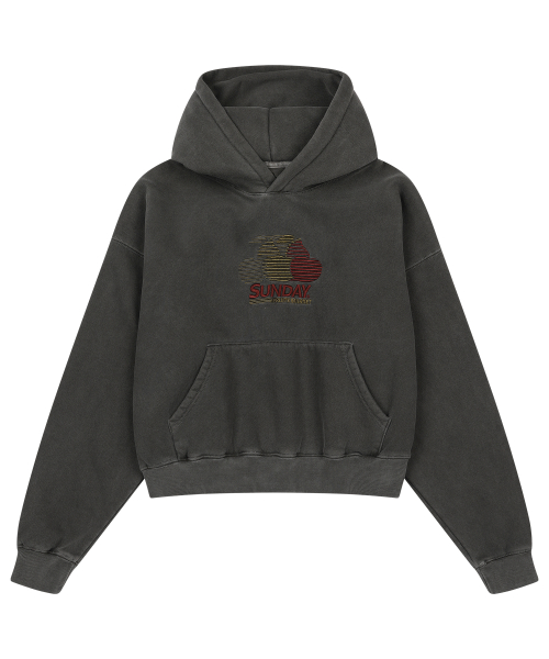 W) PIGMENT CHERRY HOODIE CHARCOAL