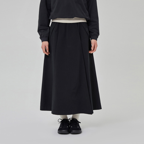 워크 A라인 롱 스커트 여자(BLACK)