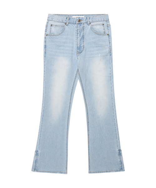 Sleek zipper detail boots cut деним pants light blue