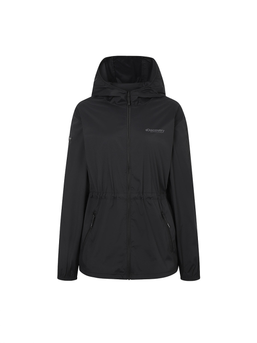 Женская легкая ветровка средней длины (BLACK)
