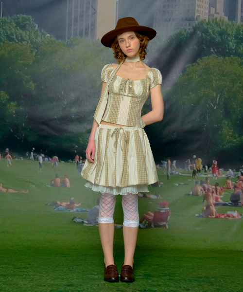 루루서울(LOULOUSEOUL) Baby Mushroom Mix Skirt (Beige