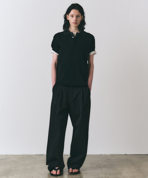 Scash 3-пуговица воротник Knit_Black