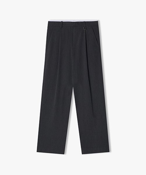 LLS23532 широкие брюки Charcoal с двойным поясом и защипом