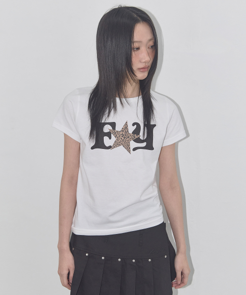 FY LEOPARD TEE (WHITE) F25QB100