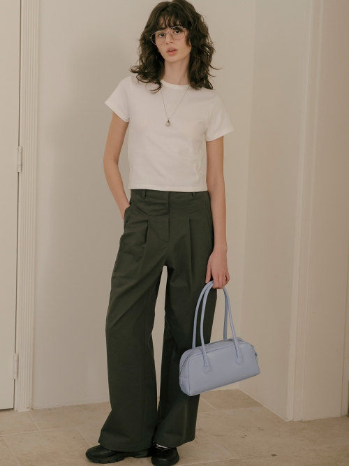 ремень point pintuck широкий хлопок pants_Charcoal