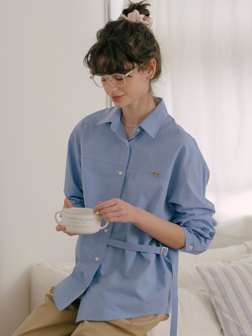 Oversized strap point shirt_Blue