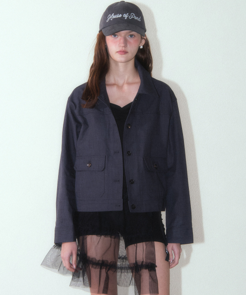 лён Work Jacket_Navy