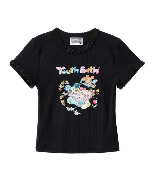 ★YOUTHBATH★YBX SOUP Point lace short-sleeve_black★正規品 YBX SOUP Point lace short-sleeve_black - youthbath