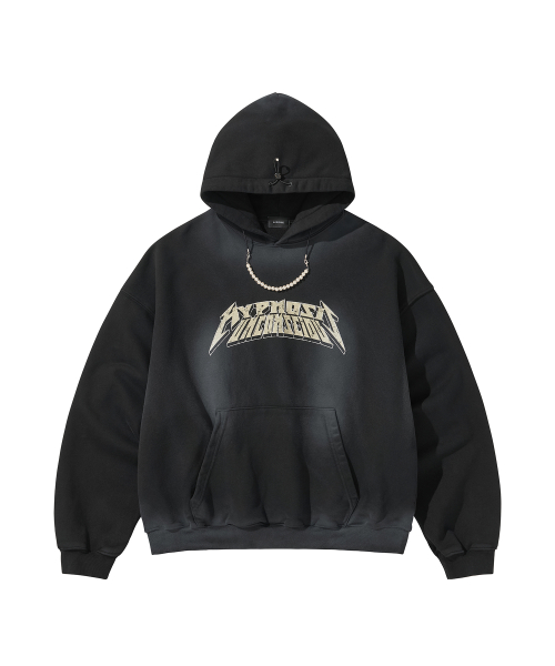 WASHED BEADS HOODIE / BLACK