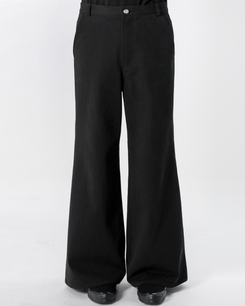 WASHED DENIM WIDE FLARE PANTS