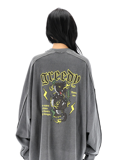 Свитшот оверсайз Grid Pigment Dragon (Steel Grey)
