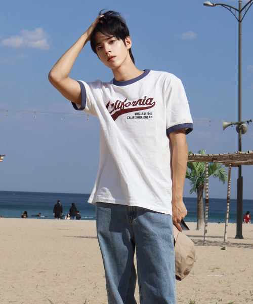【韓国WHO.A.U フーアーユー】Campus Ringer T-shirt Campus Ringer T-shirt - 후아유닷컴