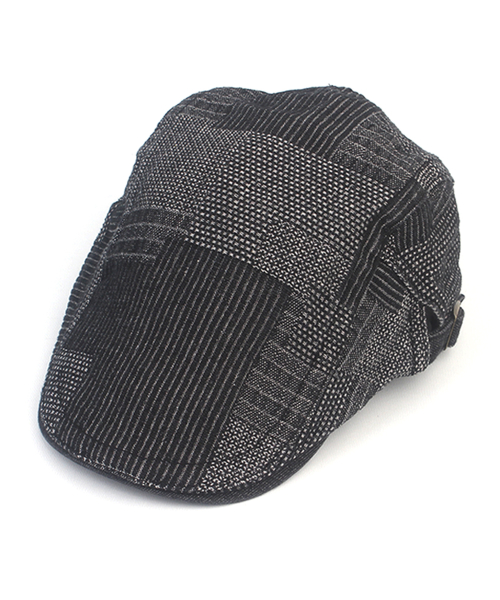 Patchwork Black Denim Huntingcap 헌팅캡