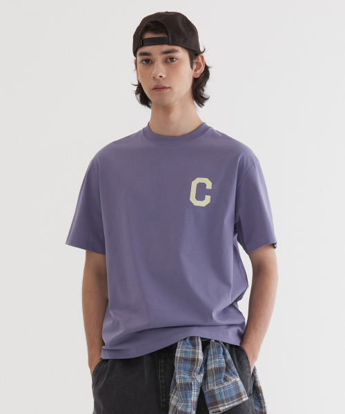 커버낫() 쿨 코튼 C 로고 티셔츠 Purple 상품 이미지