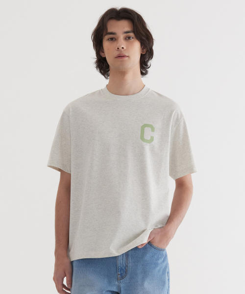 커버낫() 쿨 코튼 C 로고 티셔츠 Oatmeal 상품 이미지