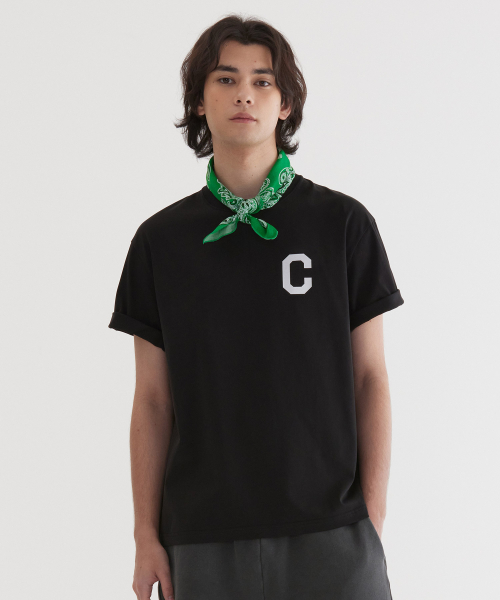 커버낫() 쿨 코튼 C 로고 티셔츠 Black 상품 이미지