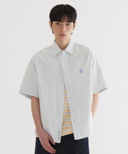 커버낫() C 로고 데님 하프 셔츠 White 상품 이미지