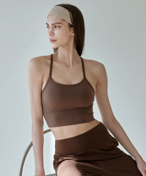 Женский топ-бра для йоги и пилатеса DEVI-TS0033-Brown