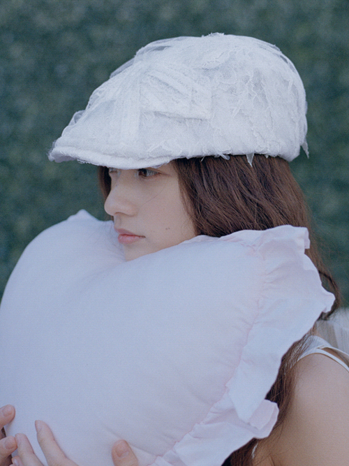 ハンチング・キャスケット POESIEDAME : 25SS / YUME FLAT CAP (3COLORS) Poesiedame-YUME FLAT CAP IN BLACK│삼성물산 온라인몰 SSF Shop