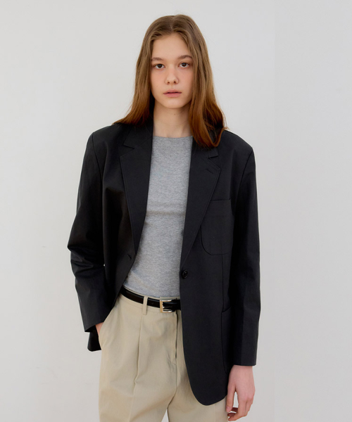 NATURAL LINE COTTON JACKET_BLACK
