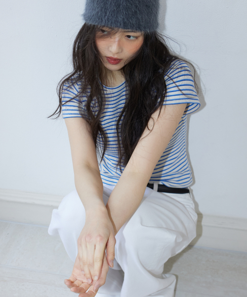 MARINE STRIPE CROP TOP BLUE