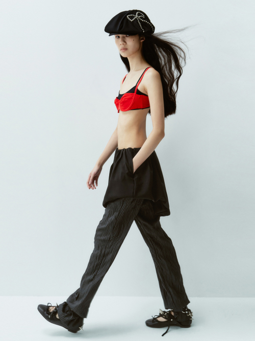 김미더영(GIMMETHEYOUNG) G_PUFF DRAPE SKIRT PANTS / BLACK