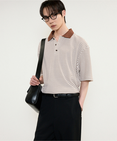 Stripe Polo Shirt (Brown) TNTS5E203W2