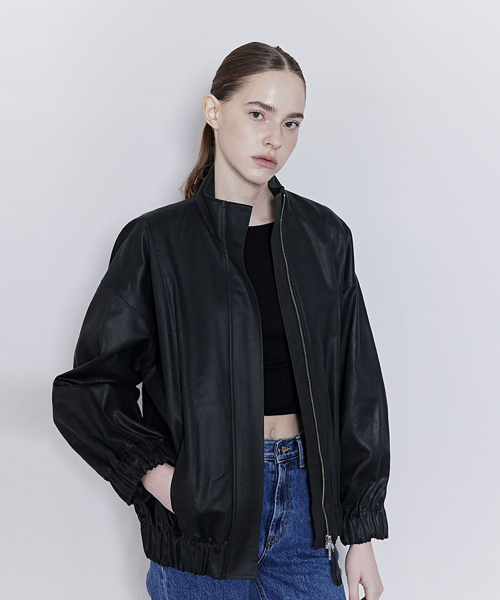 Vintage leather blouson (black)