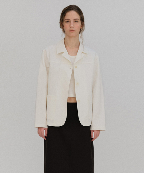 Classic cotton collar jacket_white