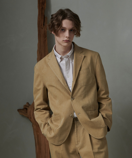 Винтажный хлопковый блейзер пике (Sand Beige)