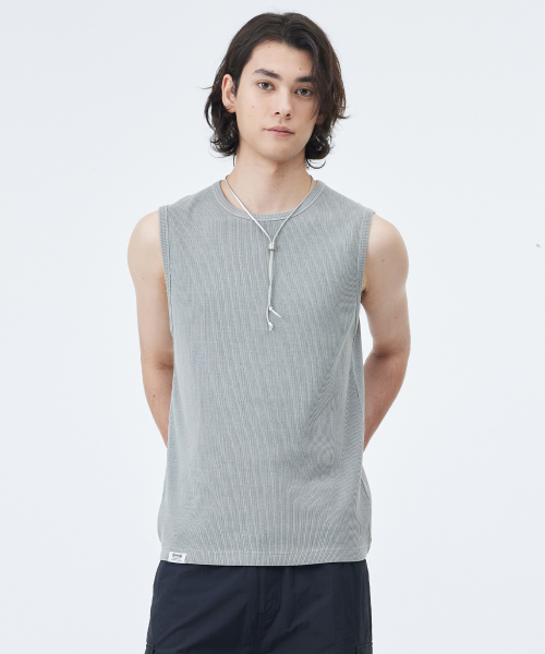 GARMENT DYED RIBBED SLEEVELESS (DEEP GREEN)