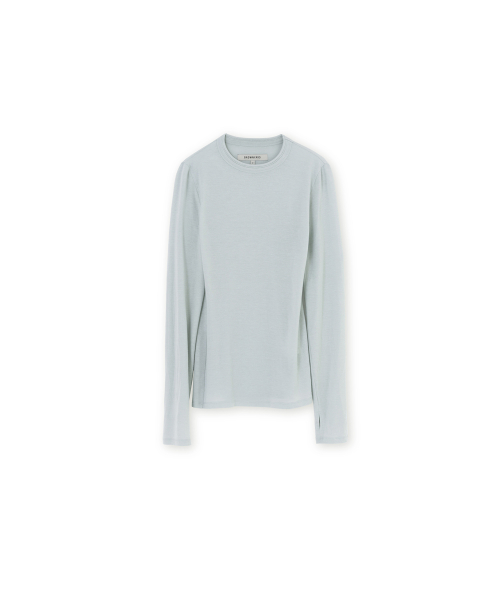 W Seethrough Long Sleeve, Blue Grey