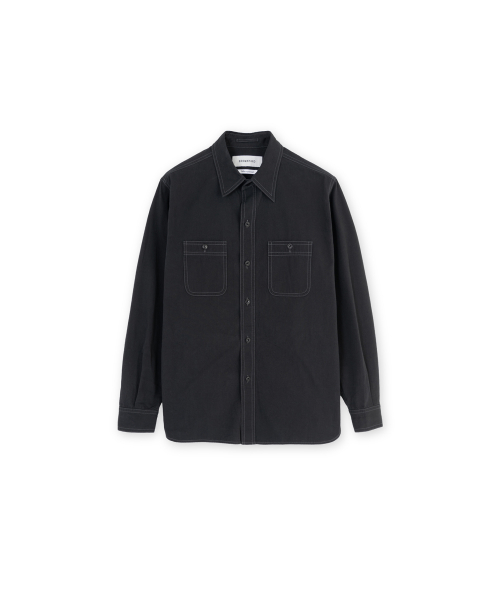 W Washed Work Shirt, Black