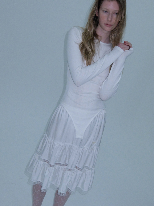 Кружевной стрейч боди Milk White