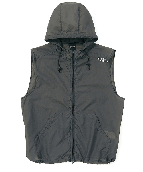 UTILITY NYLON HOOD VEST GREY