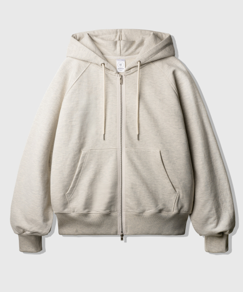 Luna Raglan Balloon Hood Zip Up Oatmeal KJHD2613