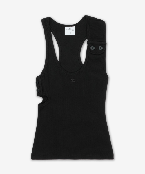 Майка в рубчик 90S с двойной пряжкой - Black / 125JDE118JS01949999