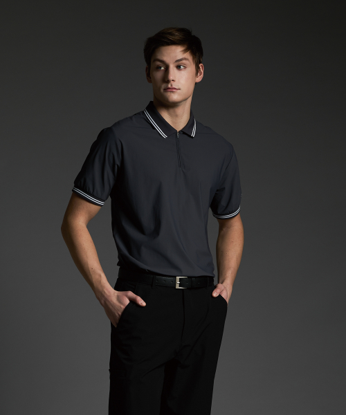 QUARTER ZIPUP POLO CHARCOAL