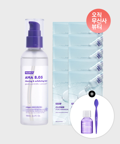 프랭클리() [SET] AHA 8.05%토너+클로저마스크팩10매 (+소형 모공브러쉬+클렌징오일20ml 증정) 상품 이미지