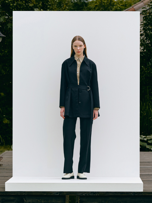 WOOL TRENCH HALF COAT_BLACK