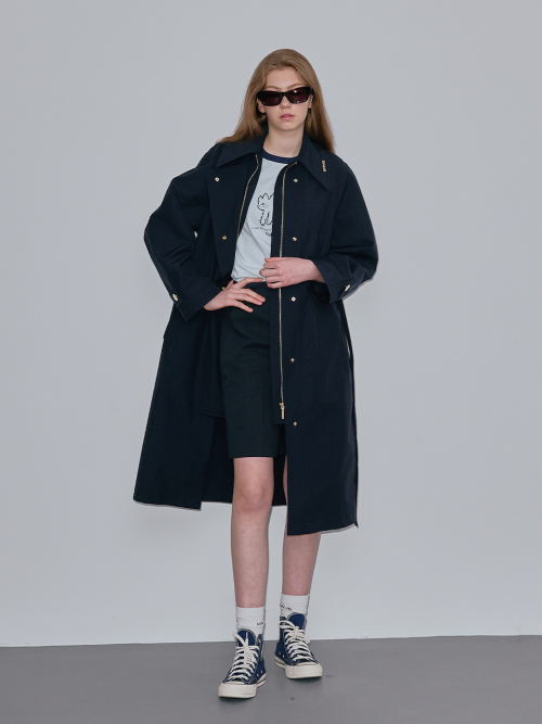 COTTON FLAP TRENCHCOAT_NAVY