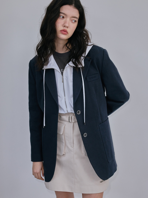 LOGO PATCH BOXY JACKET_ NAVY