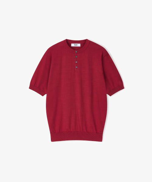 Henleyneck Cotton Knit RED