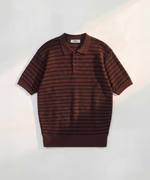Stripe Cotton Knit BROWN
