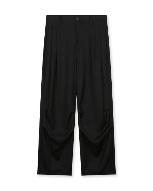 비슬로우() [비슬로우X패션튜브삭형]PARACHUTE PLEATED SLACKS BLACK 상품 이미지